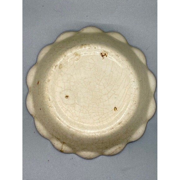 Vintage 6" Oaxacan Drip Ware Fluted Bowl Blue Brown Stripe Flower Hand-Painted - Picture 4 of 7